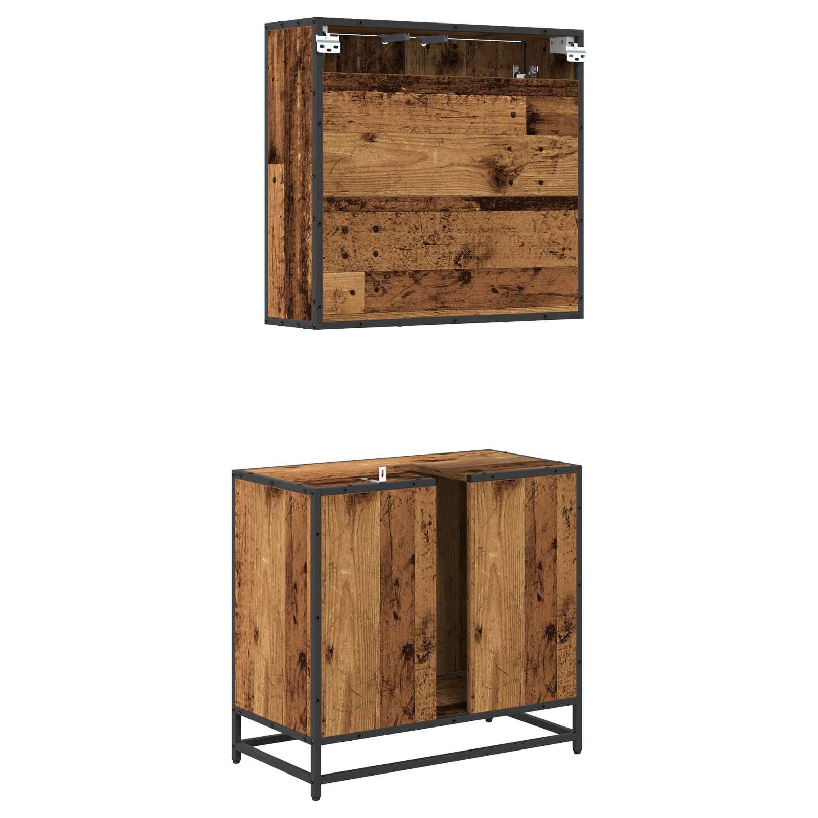 Badezimmermöbel-Set 2 stk. Altholz 65 x 33 x 60 cm