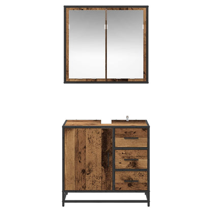 Badezimmermöbel-Set 2 stk. Altholz 65 x 33 x 60 cm