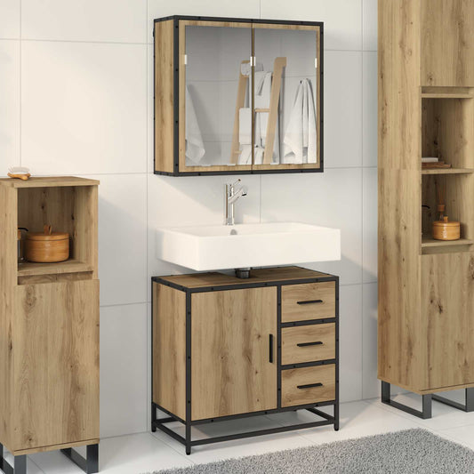 Badezimmermöbel-Set 2 stk. Artisan-Eiche 65 x 33 x 60 cm