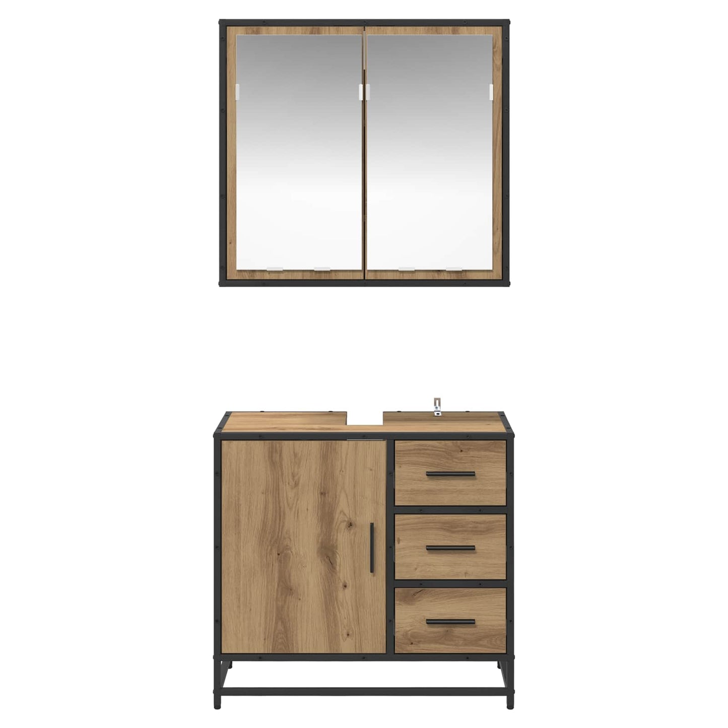 Badezimmermöbel-Set 2 Stk. Artisan-Eiche 65 x 33 x 60 cm