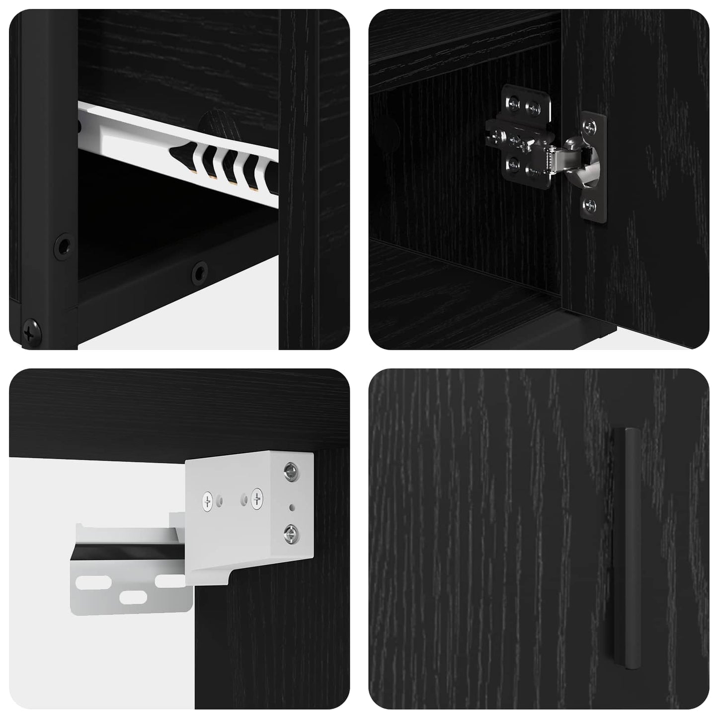 Badezimmermöbel Set 2 pcs Schwarz Eichen-Optik Holzwerkstoff