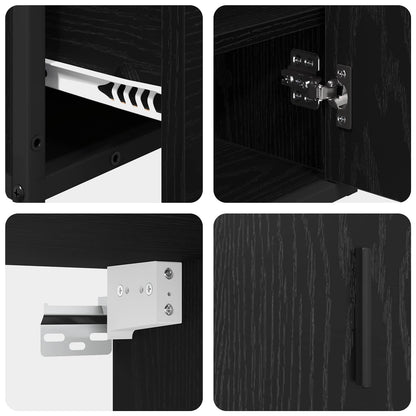 Badezimmermöbel-Set 2 stk. Schwarz Eichen-Optik 65 x 33 x 60 cm