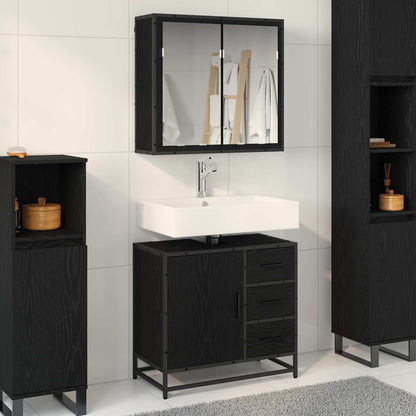 Badezimmermöbel-Set 2 stk. Schwarz Eichen-Optik 65 x 33 x 60 cm