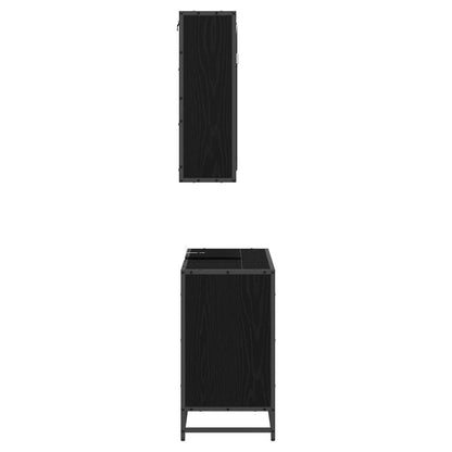 Badezimmermöbel-Set 2 stk. Schwarz Eichen-Optik 65 x 33 x 60 cm