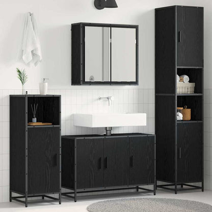 Badezimmermöbel-Set 4 stk. Schwarz Eichen-Optik 90 x 33 x 60 cm