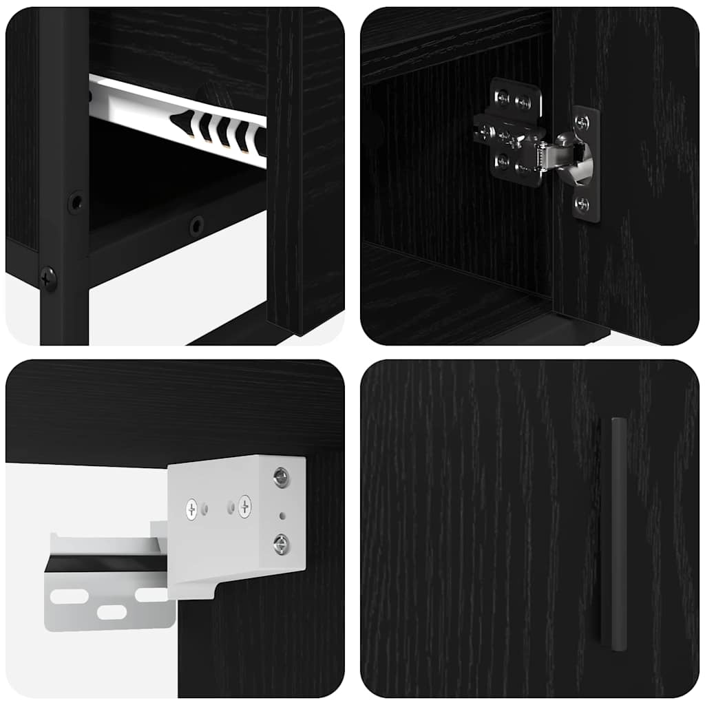 Badezimmermöbel-Set 3 stk. Schwarz Eichen-Optik 65 x 33 x 60 cm