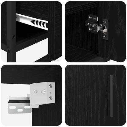 Badezimmermöbel-Set 3 Stk. Schwarz Eichen-Optik Holzwerkstoff
