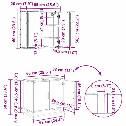Badezimmermöbel-Set 3 Stk. Schwarz Eichen-Optik Holzwerkstoff