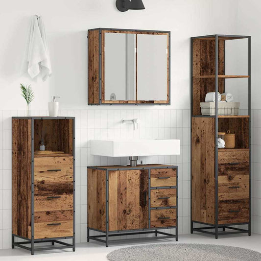 Badezimmermöbel-Set 4 stk. Altholz 65 x 33 x 60 cm