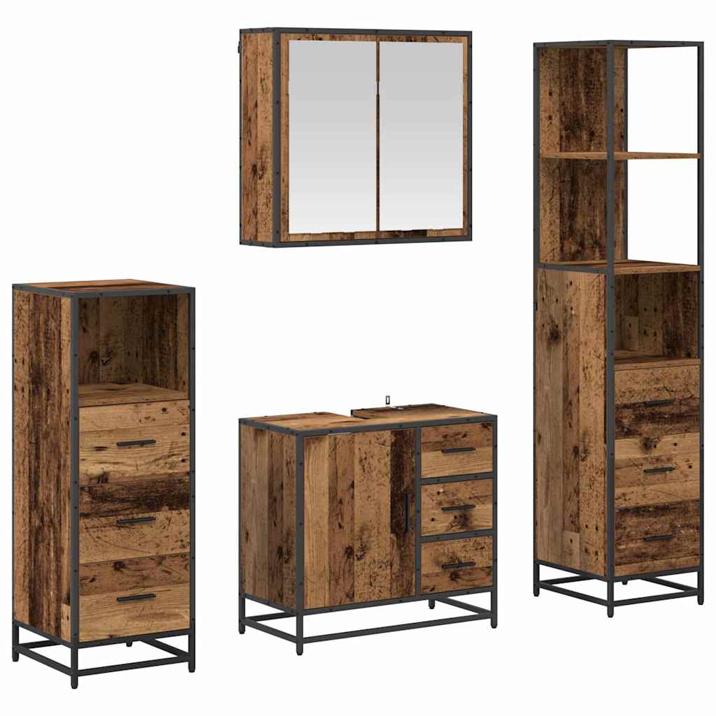 Badezimmermöbel-Set 4 stk. Altholz 65 x 33 x 60 cm