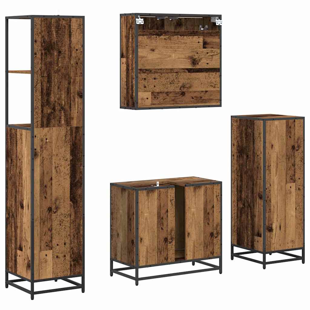 Badezimmermöbel-Set 4 stk. Altholz 65 x 33 x 60 cm