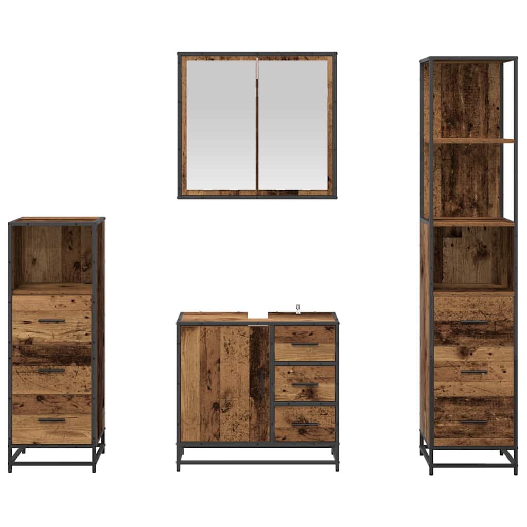 Badezimmermöbel-Set 4 stk. Altholz 65 x 33 x 60 cm