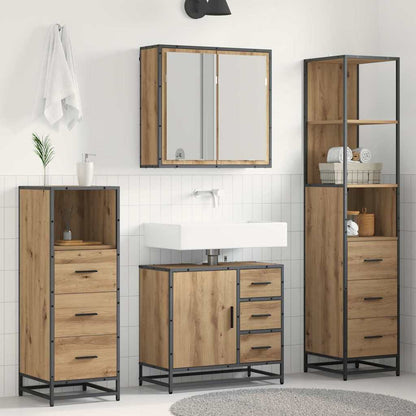 Badezimmermöbel-Set 4 Stk. Artisan-Eiche Holzwerkstoff
