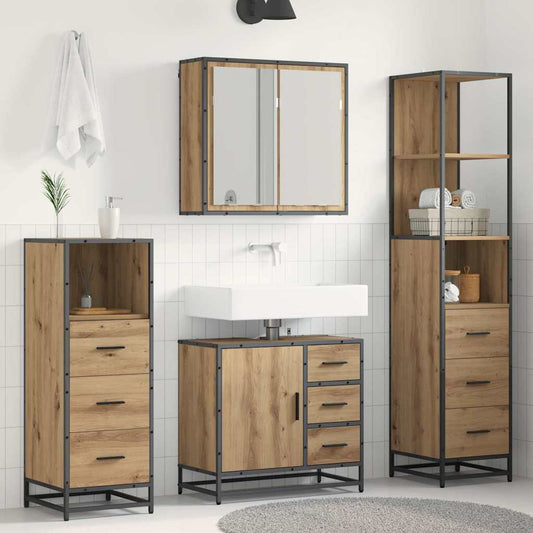 Badezimmermöbel-Set 4 stk. Artisan-Eiche 65 x 33 x 60 cm