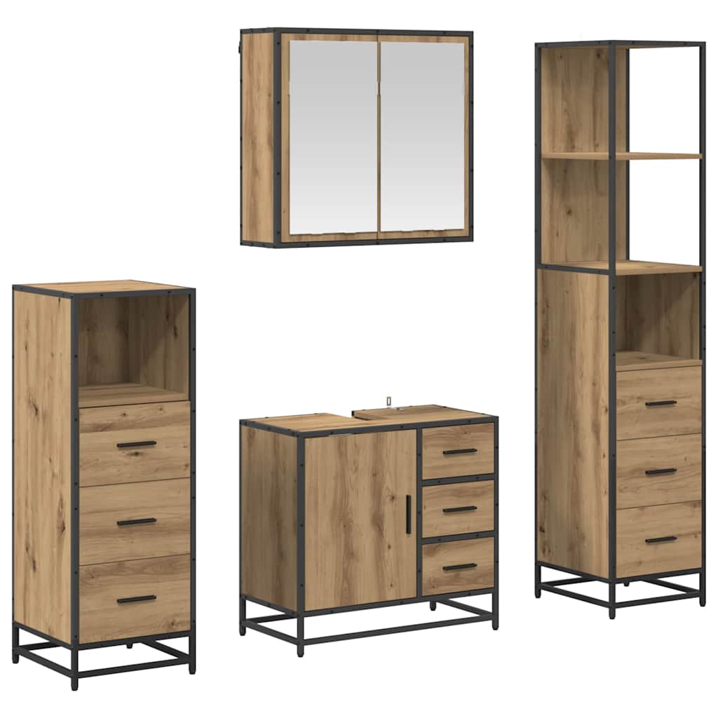 Badezimmermöbel-Set 4 stk. Artisan-Eiche 65 x 33 x 60 cm