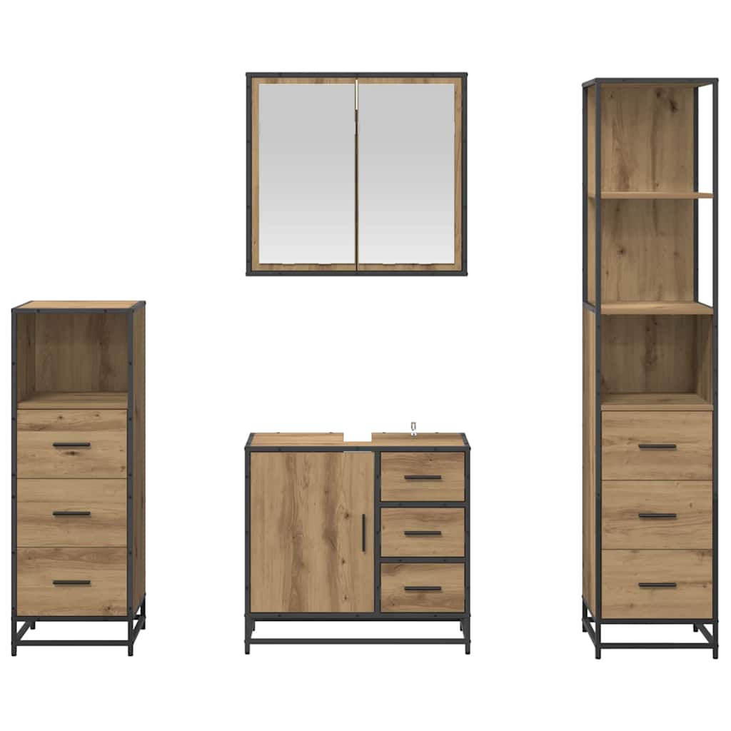 Badezimmermöbel-Set 4 stk. Artisan-Eiche 65 x 33 x 60 cm