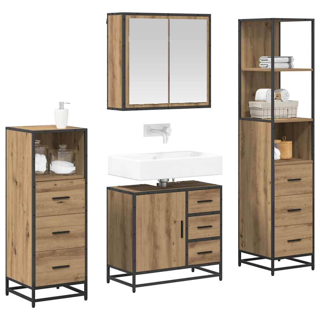 Badezimmermöbel-Set 4 stk. Artisan-Eiche 65 x 33 x 60 cm