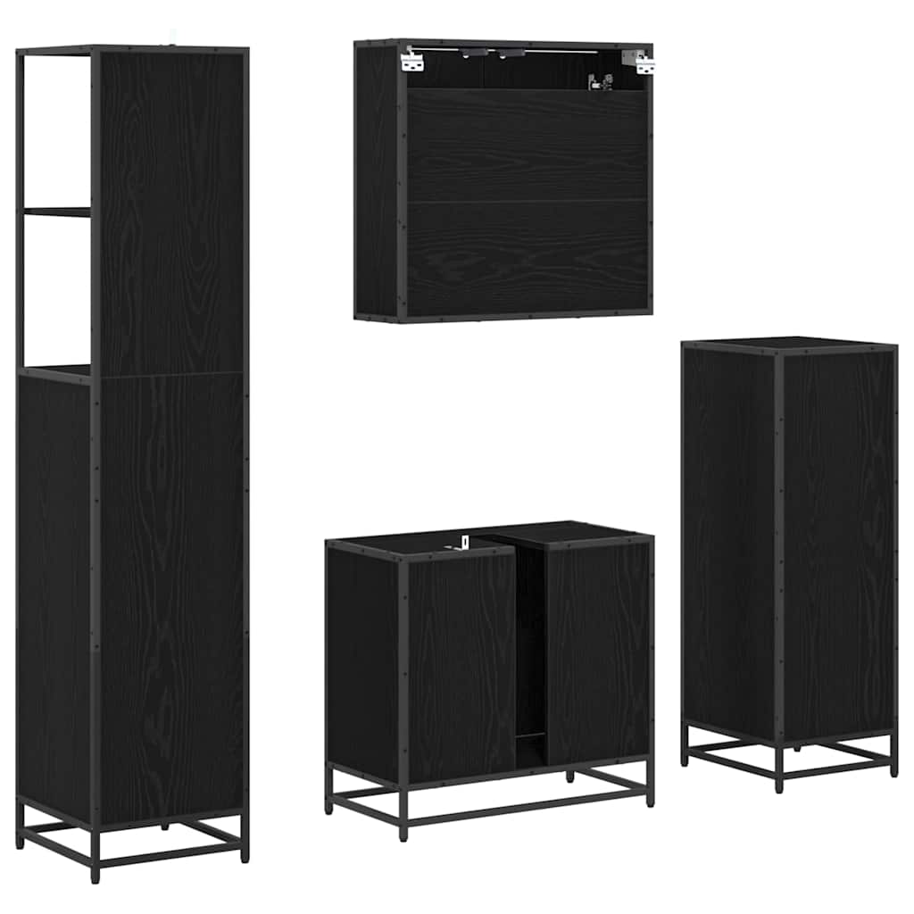 Badezimmermöbel-Set 4 stk. Schwarz Eichen-Optik 65 x 33 x 60 cm