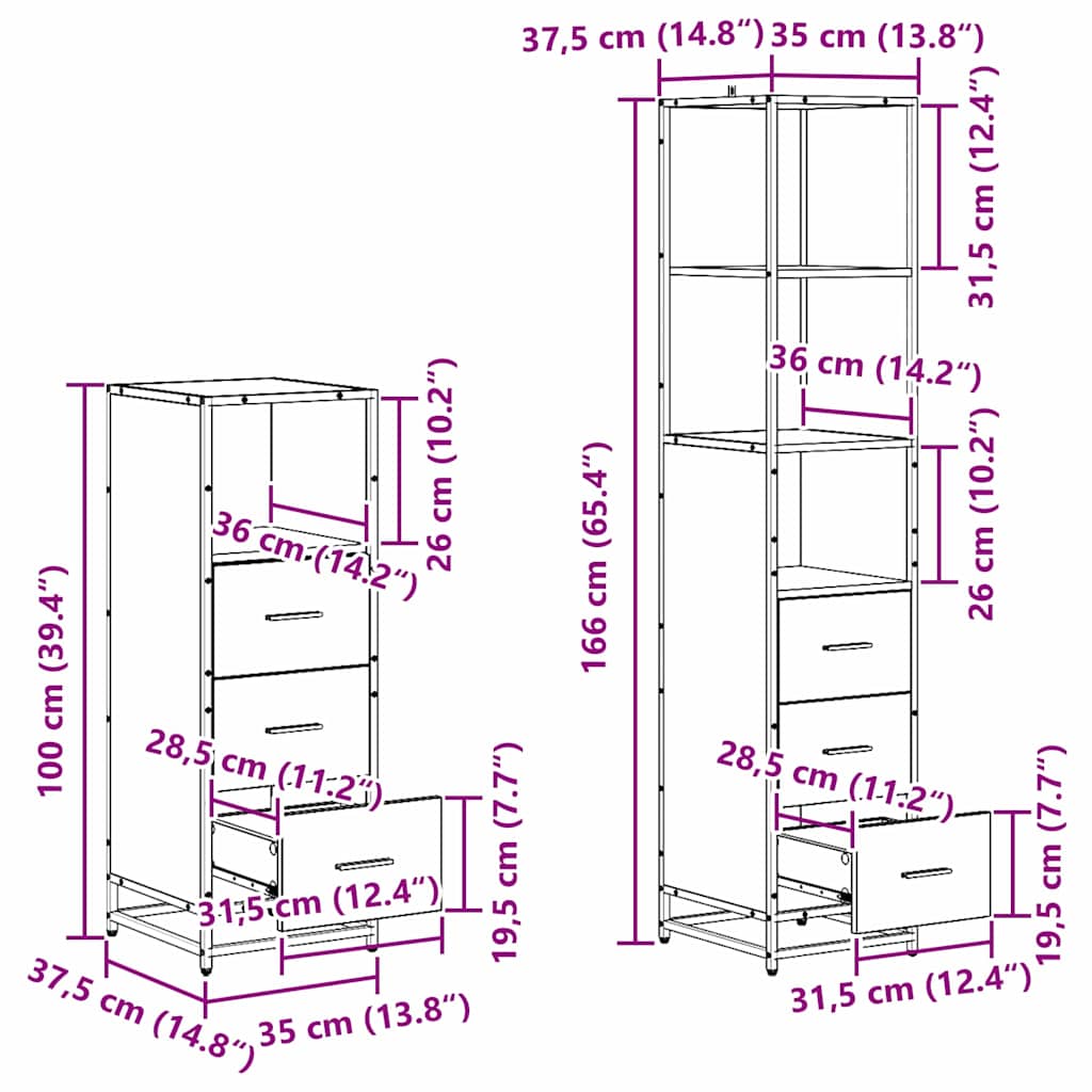 Badezimmermöbel-Set 4 stk. Schwarz Eichen-Optik 65 x 33 x 60 cm