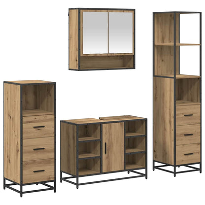 Badezimmermöbel-Set 4 stk. Artisan-Eiche 80 x 33 x 60 cm