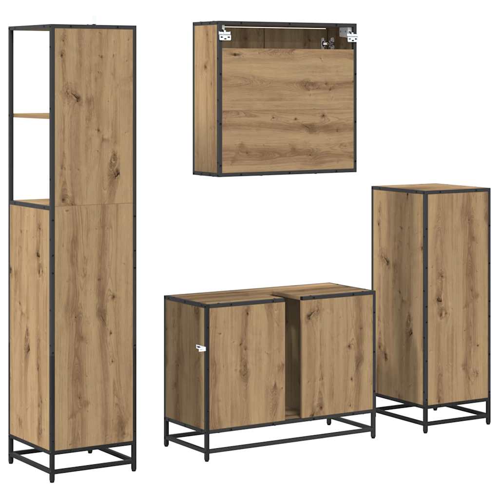 Badezimmermöbel-Set 4 stk. Artisan-Eiche 80 x 33 x 60 cm