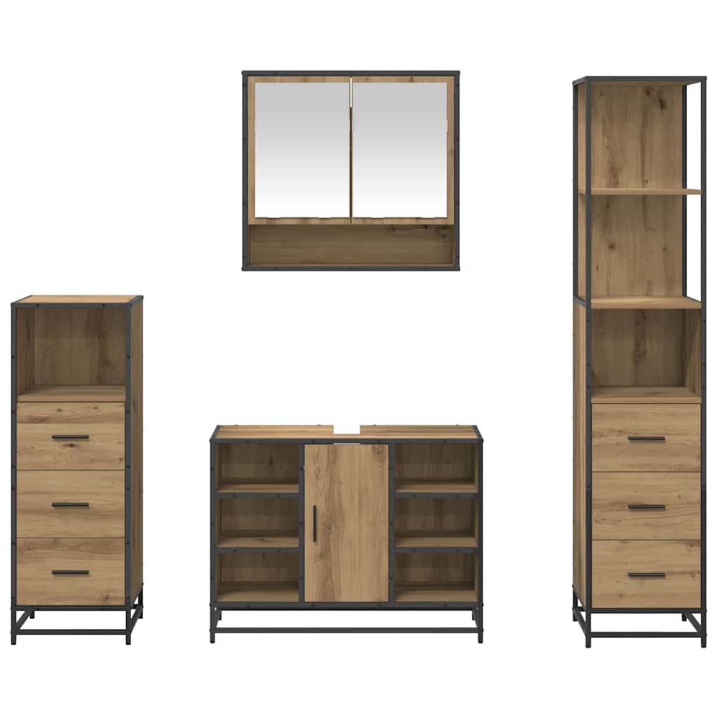 Badezimmermöbel-Set 4 stk. Artisan-Eiche 80 x 33 x 60 cm