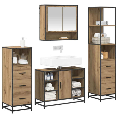 Badezimmermöbel-Set 4 stk. Artisan-Eiche 80 x 33 x 60 cm