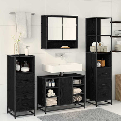 Badezimmermöbel-Set 4 stk. Schwarz Eichen-Optik 80 x 33 x 60 cm