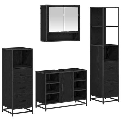 Badezimmermöbel-Set 4 stk. Schwarz Eichen-Optik 80 x 33 x 60 cm