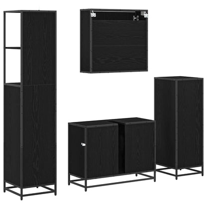 Badezimmermöbel-Set 4 stk. Schwarz Eichen-Optik 80 x 33 x 60 cm