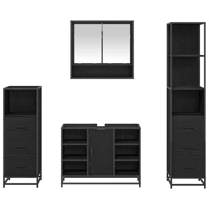 Badezimmermöbel-Set 4 stk. Schwarz Eichen-Optik 80 x 33 x 60 cm