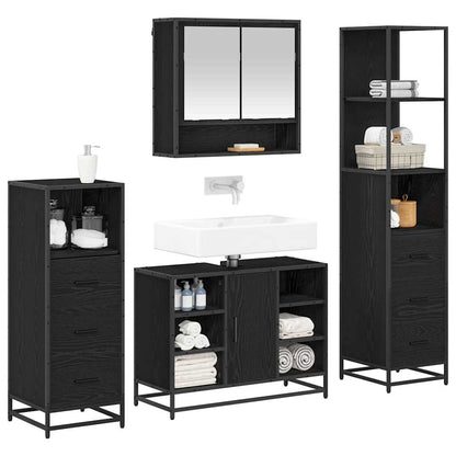 Badezimmermöbel-Set 4 stk. Schwarz Eichen-Optik 80 x 33 x 60 cm