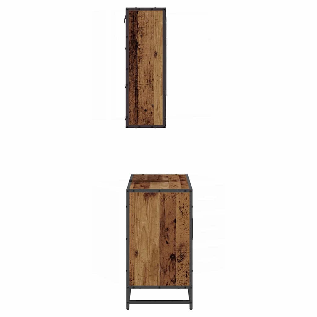 Badezimmermöbel-Set mit Regal 2 pcs Altholz Holzwerkstoff