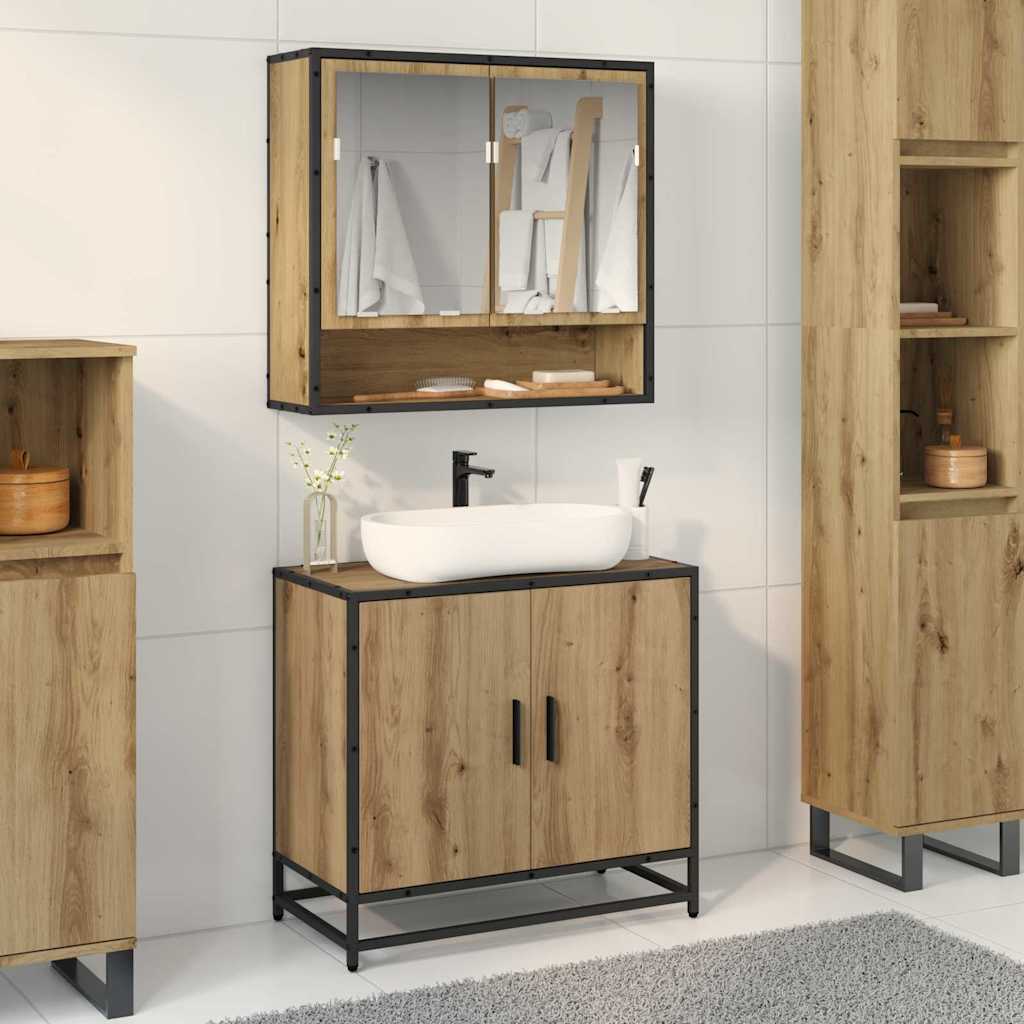 Badezimmermöbel-Set mit Regal 2 pcs Artisan-Eiche Holzwerkstoff