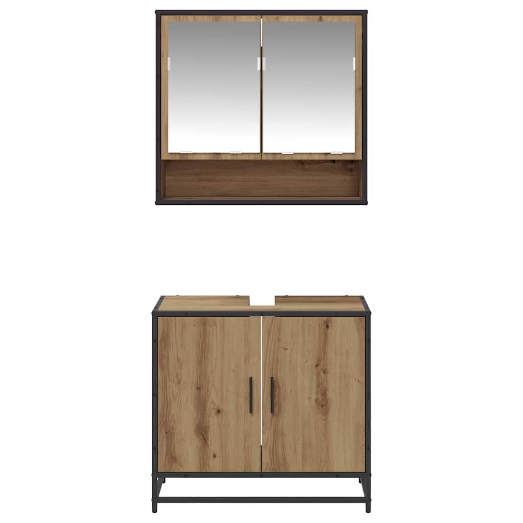 Badezimmermöbel-Set mit Regal 2 pcs Artisan-Eiche Holzwerkstoff