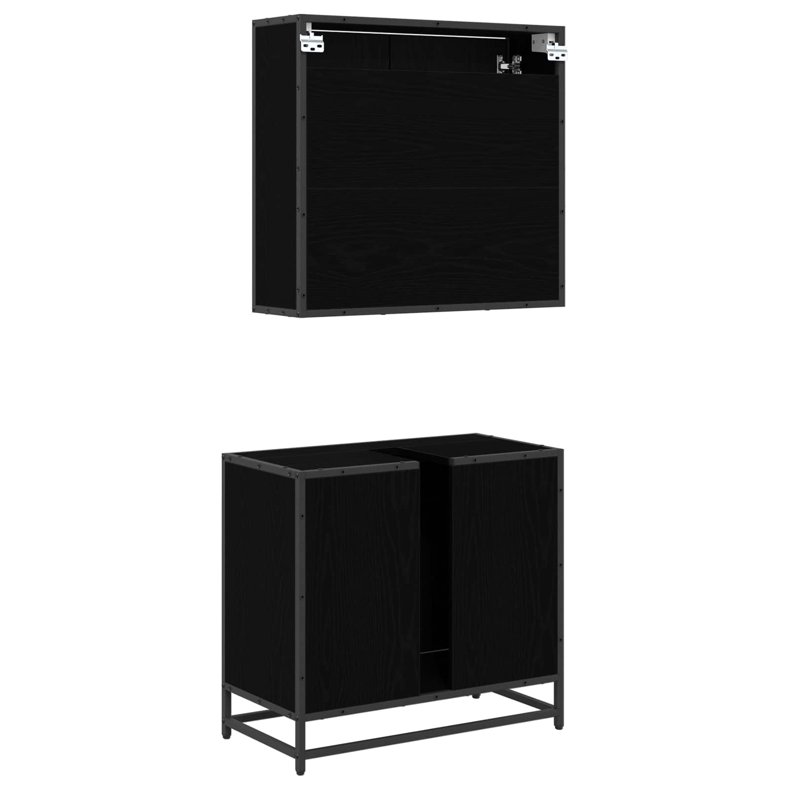 Badezimmermöbel-Set 2 stk. Schwarz Eichen-Optik 65 x 33 x 60 cm