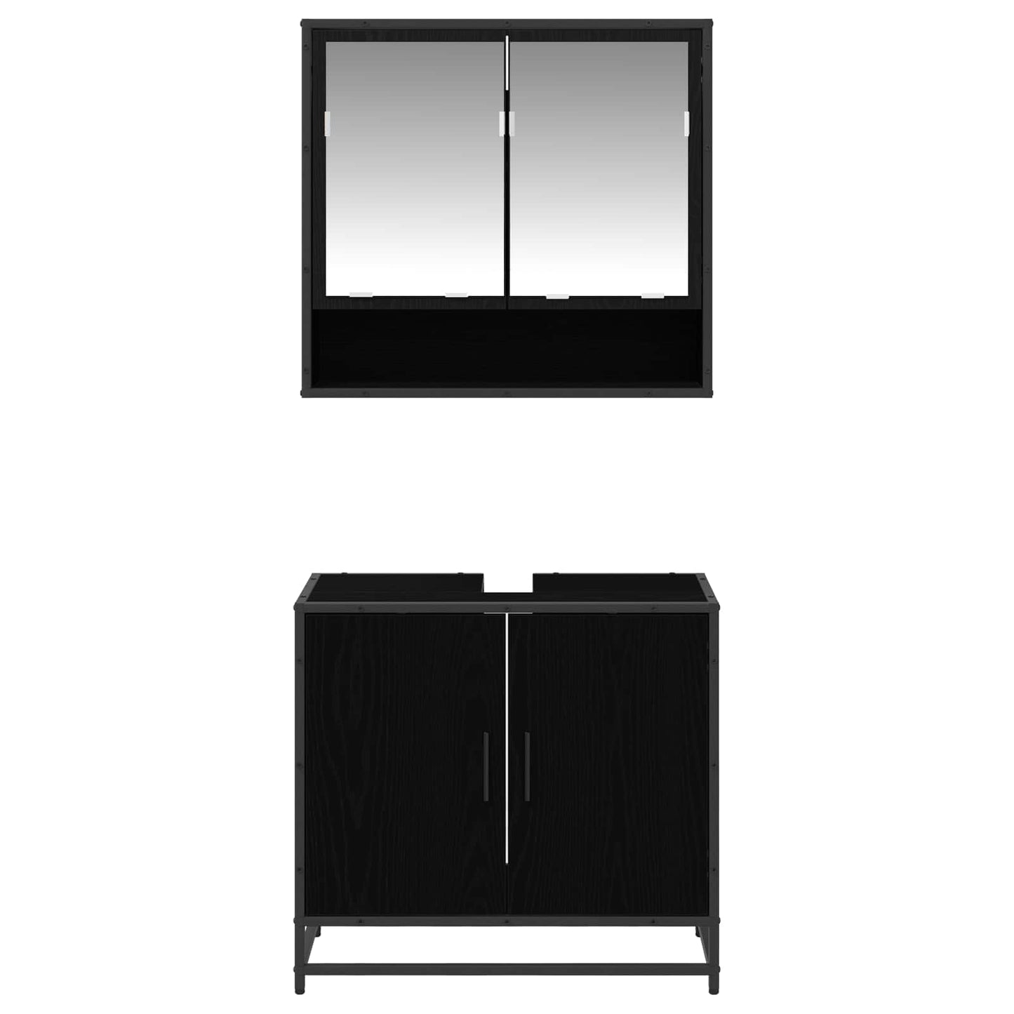 Badezimmermöbel-Set 2 stk. Schwarz Eichen-Optik 65 x 33 x 60 cm
