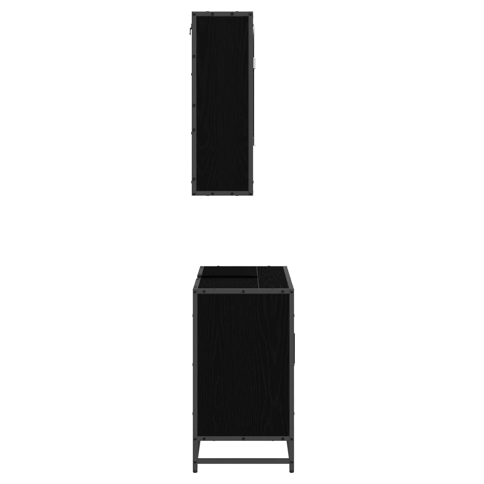 Badezimmermöbel-Set 2 stk. Schwarz Eichen-Optik 65 x 33 x 60 cm