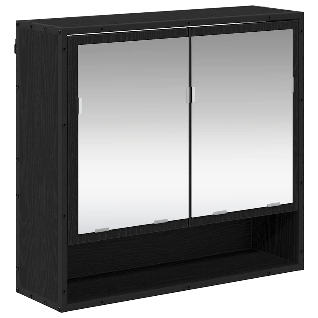 Badezimmermöbel-Set 3 stk. Schwarz Eichen-Optik