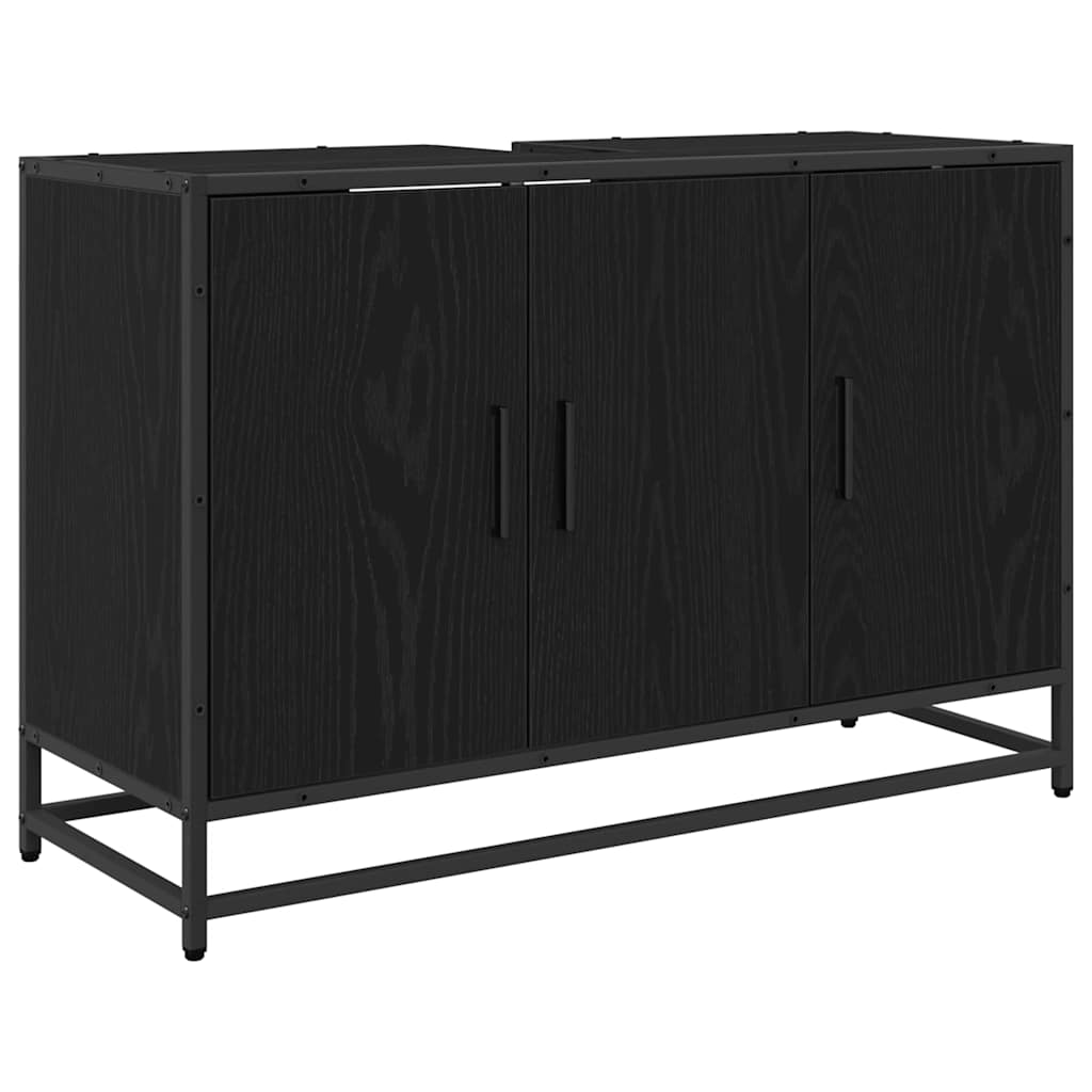 Badezimmermöbel-Set 3 stk. Schwarz Eichen-Optik
