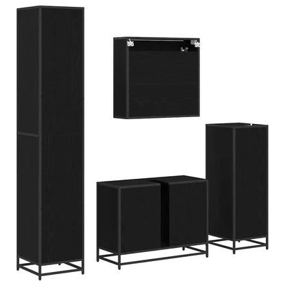 Badezimmermöbel-Set 4 Stk. Schwarz Eichen-Optik Holzwerkstoff
