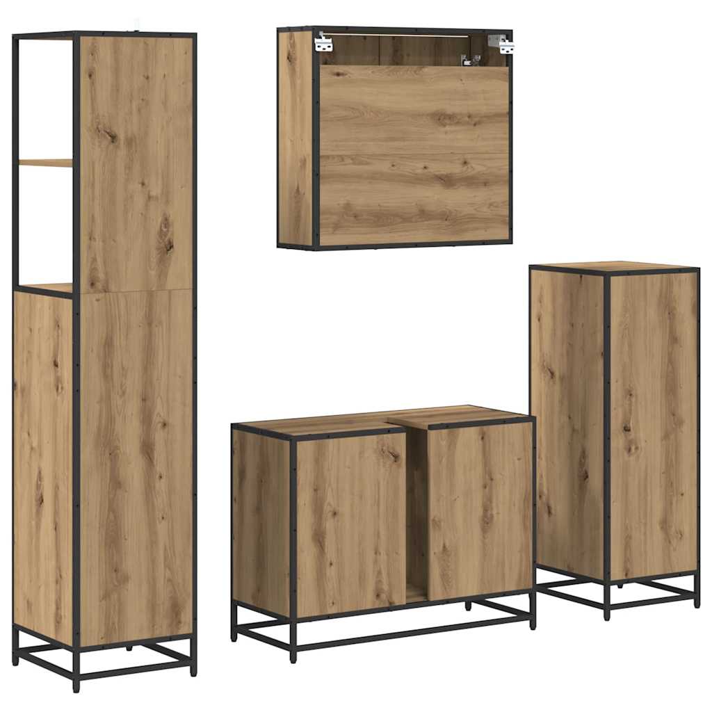 Badezimmermöbel-Set 4 stk. Artisan-Eiche 80 x 33 x 60 cm