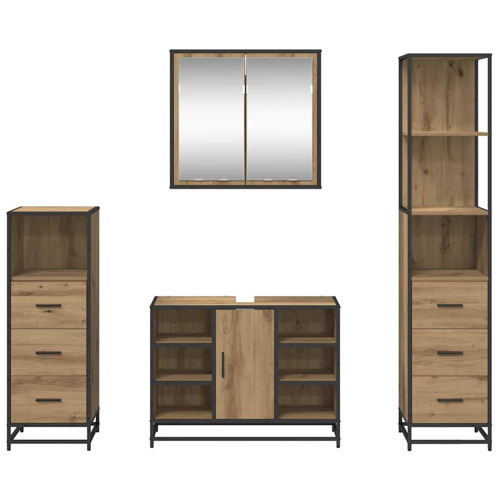 Badezimmermöbel-Set 4 stk. Artisan-Eiche 80 x 33 x 60 cm