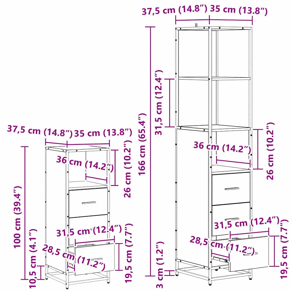 Badezimmermöbel-Set 4 stk. Artisan-Eiche 80 x 33 x 60 cm