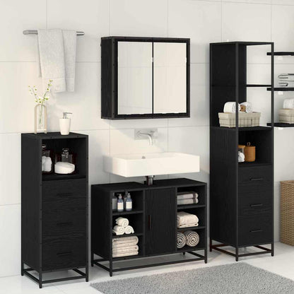 Badezimmermöbel-Set 4 stk. Schwarz Eichen-Optik 80 x 33 x 60 cm