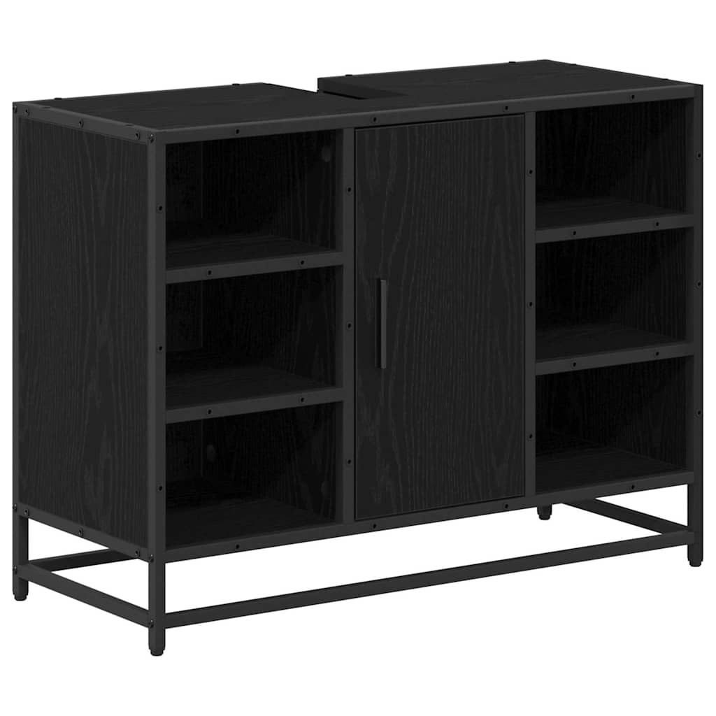 Badezimmermöbel-Set 4 stk. Schwarz Eichen-Optik 80 x 33 x 60 cm