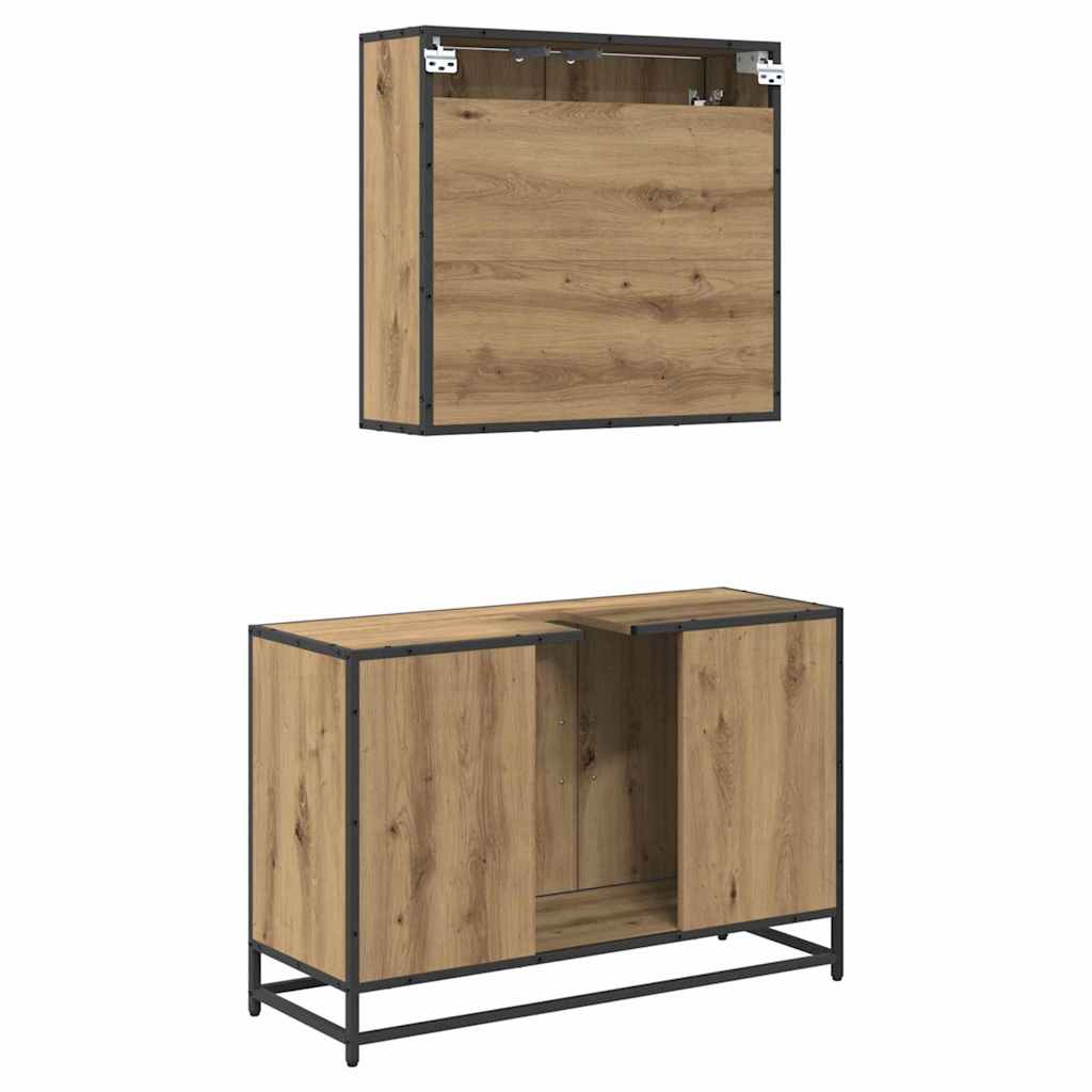 Badezimmermöbel-Set mit Regal 2 pcs Artisan-Eiche Holzwerkstoff