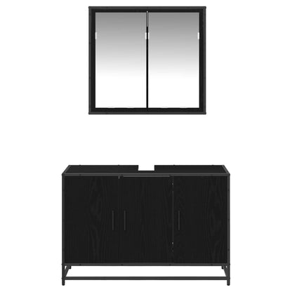 Badezimmermöbel-Set 2 stk. Schwarz Eichen-Optik 90 x 33 x 60 cm