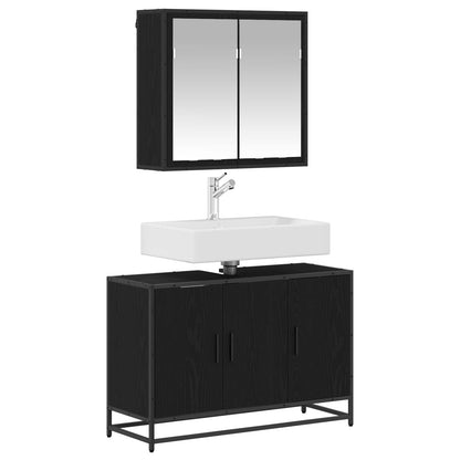 Badezimmermöbel-Set 2 stk. Schwarz Eichen-Optik 90 x 33 x 60 cm