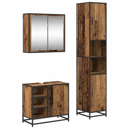 Badezimmermöbel-Set 3 stk. Altholz 65 x 33 x 60 cm